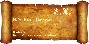 Méhes Marina névjegykártya